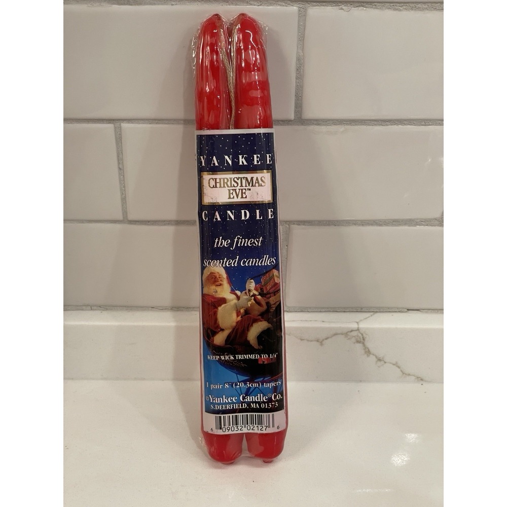 Vintage Yankee Candle Christmas Eve Taper Candles 8‎ in. Pair Scented Red New